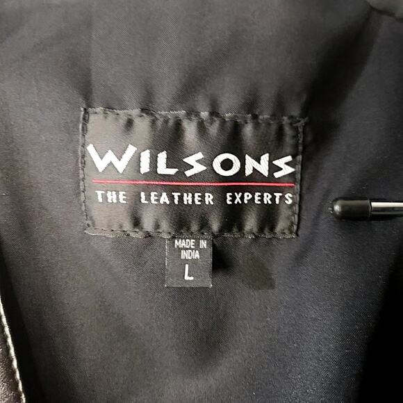 Wilson's Black Leather Bikers Vest Size Large Men's Moto Western Classic - Picture 5 of 6